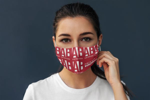A woman wearing a face covering