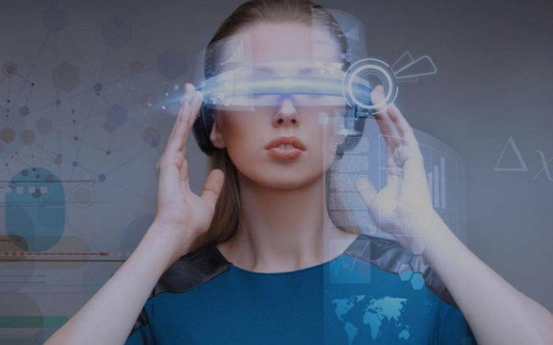 Woman wearing futuristic glasses
