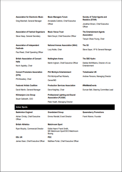 Statement of Support - Live events and music industry (Page 4)