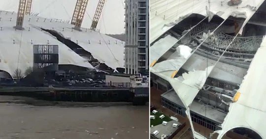 Storm Eunice: The O2 Suffers damage