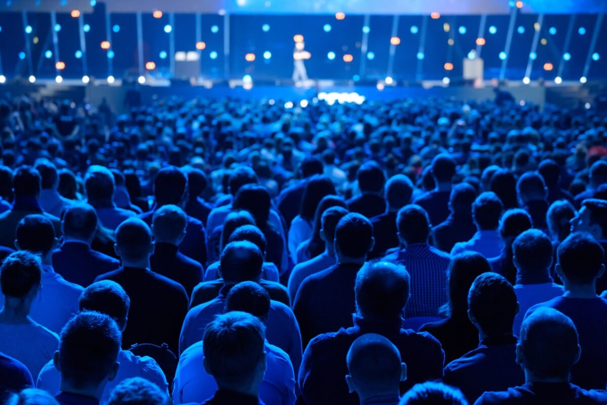 Conference audience - with blue lighting