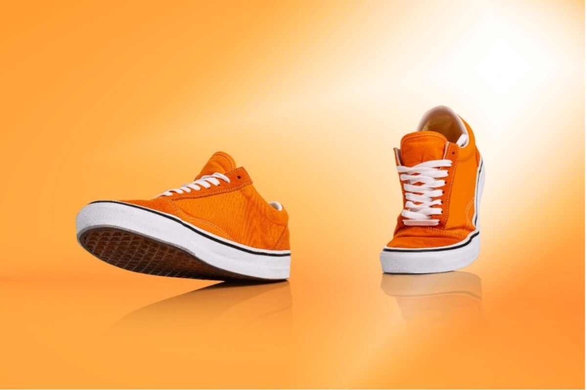 Orange trainers walking