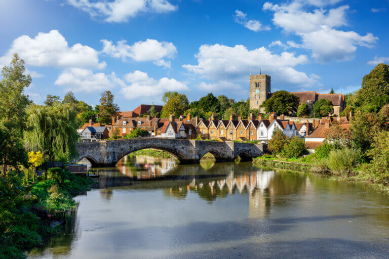Panoramic view of Aylesford village in Kent, England