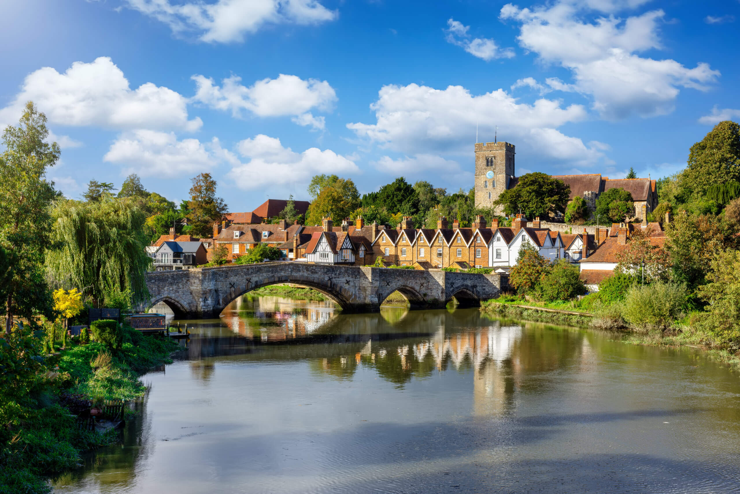 Panoramic view of Aylesford village in Kent, England