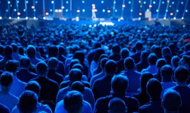 Conference audience - with blue lighting
